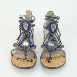 SAM EDELMAN Suede Fringe BOHO Gladiator Sandals